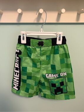 Minecraft Kids Green Camo Swim Trunks